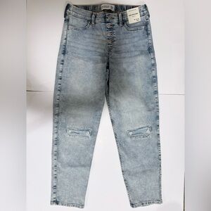 Abercrombie Girls Light Blue Distressed Button-Fly Jeans 13/14